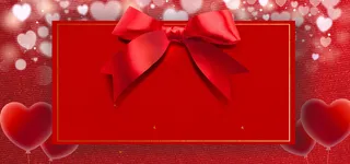 感恩节卡通手绘爱心文艺丝带红banner