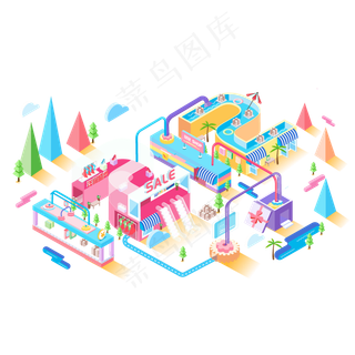 2.5D双十二网购促销元素,免抠元素