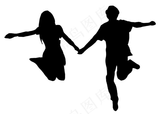 毕业季情侣牵手奔跑剪影(3508X2431(DPI:300))psd模版下载