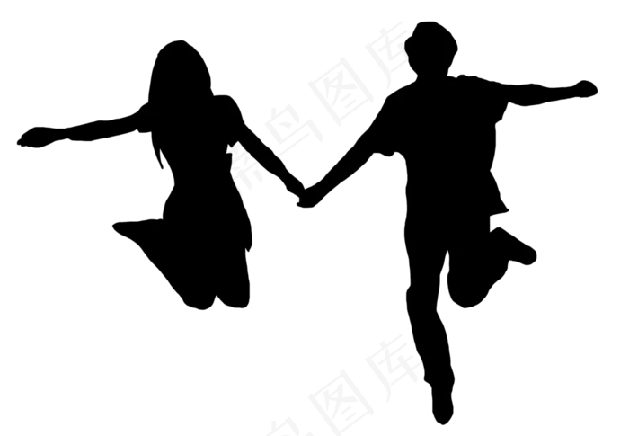 毕业季情侣牵手奔跑剪影(3508X2431(DPI:300))psd模版下载