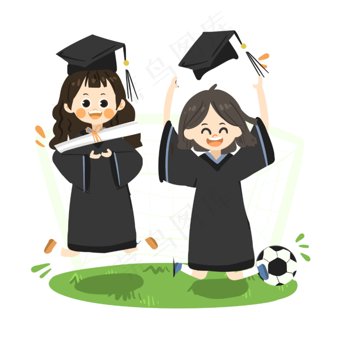 卡通女孩拍毕业照PNG素材(2999X2999(DPI:300))psd模版下载