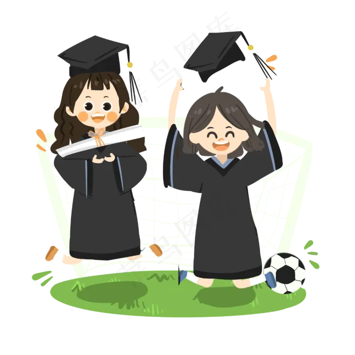 卡通女孩拍毕业照PNG素材(2999X2999(DPI:300))psd模版下载