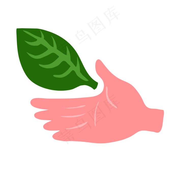 手拿树叶植树节