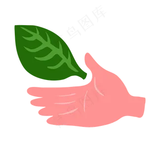 手拿树叶植树节