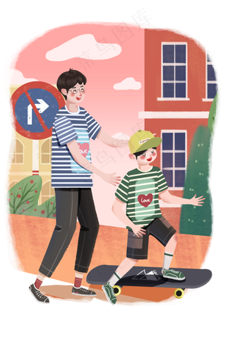 彩色父亲节可爱场景