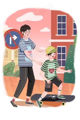 彩色父亲节可爱场景