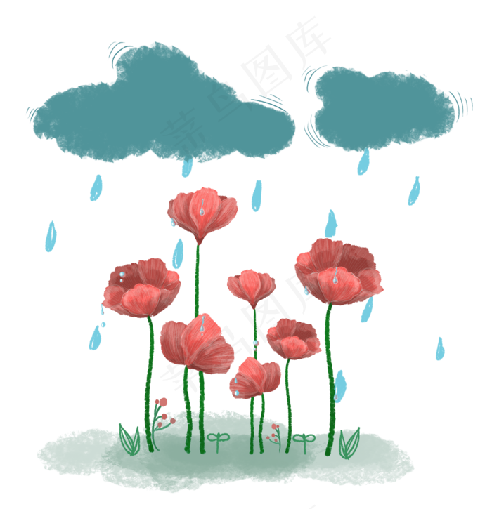 重阳节红花茱萸手绘秋雨(2183X2261(DPI:300))psd模版下载