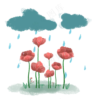 重阳节红花茱萸手绘秋雨