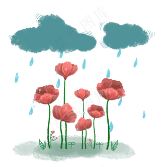 重阳节红花茱萸手绘秋雨