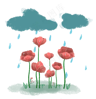 重阳节红花茱萸手绘秋雨