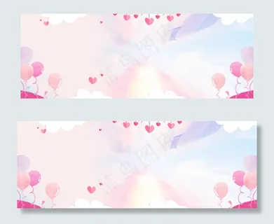 唯美炫彩粉色气球爱心纹理banner 唯美炫彩粉色气球爱心纹理banner