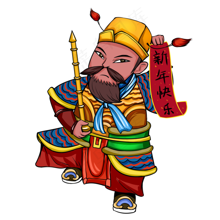新年中国风国潮门神(2000X2000(DPI:300))psd模版下载