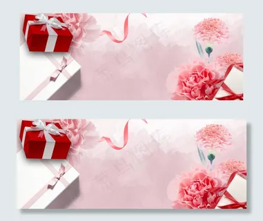 唯美质感鲜花礼盒母亲节电商banner