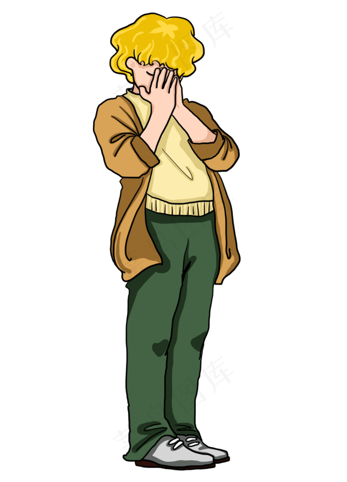 五四青年节捂脸的青年