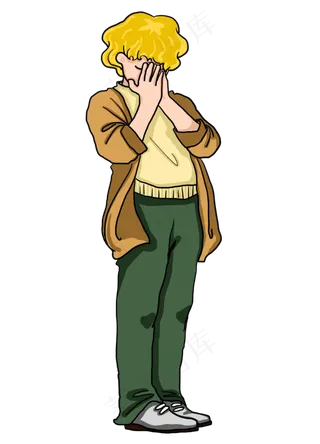 五四青年节捂脸的青年