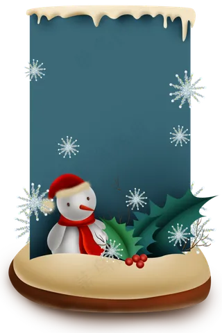 圣诞节雪人文本框,免抠元素