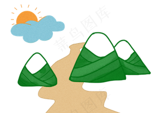 创意粽子山风景卡通