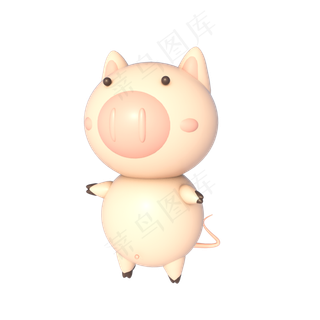 2019猪年要抱抱3D立体卡通小猪,免抠元素