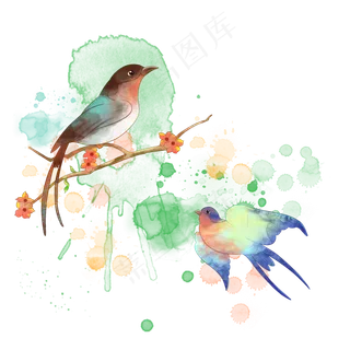 春天燕子墨迹墨点