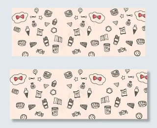 线描手绘卡通美食宣传banner