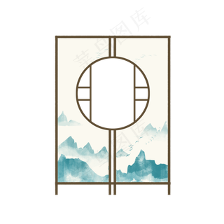 中国风古代屏风装饰免扣素材