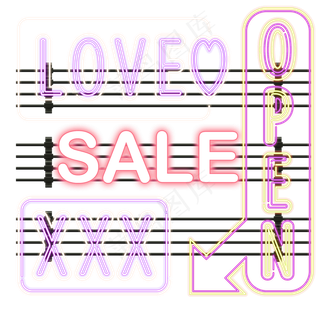 618边框霓虹灯促销图标装饰图案