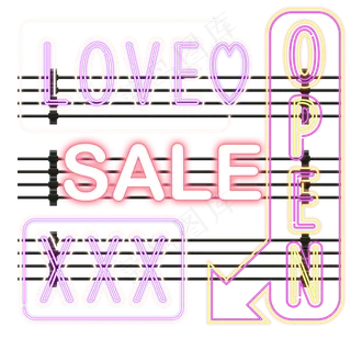 618边框霓虹灯促销图标装饰图案