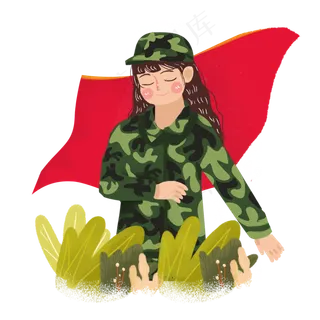 八一建军节女军人png素材