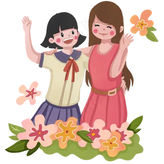 五四青年节鲜花和挥手的女生