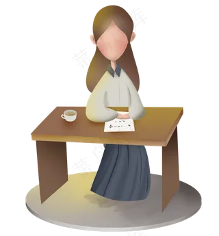 看试卷的女学生