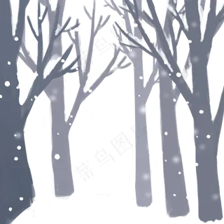 手绘中国风森林奇景水彩风格免扣