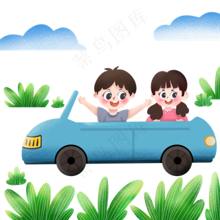 坐汽车玩耍的儿童png免抠图