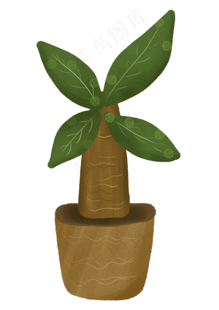 绿色春天植物盆栽树木可爱植物(3508X4961(DPI:300))psd模版下载