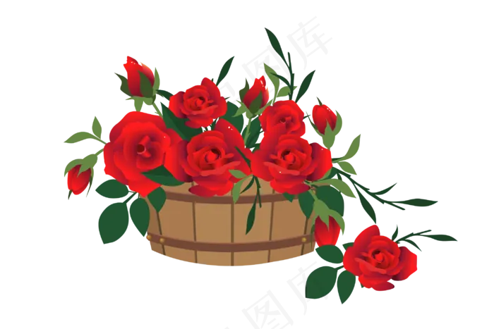 红色玫瑰花装饰(3000*2000px 300 dpi )ai矢量模版下载