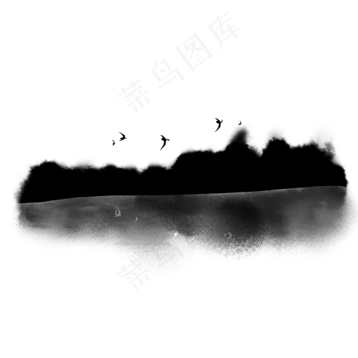 水墨中国风山水山川(2000X2000(DPI:300))psd模版下载