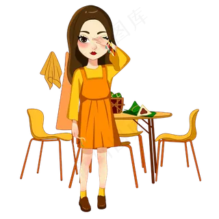 端午节包粽子女孩