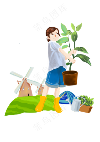 植树节捧着树木的女孩