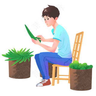 包粽子的小男孩