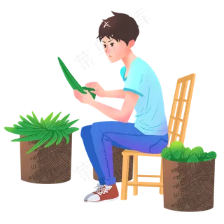 包粽子的小男孩