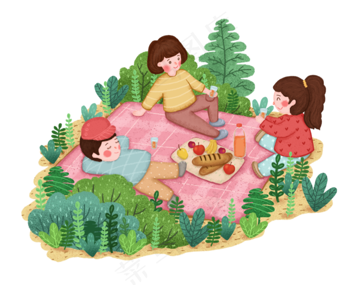 春天外出野餐聊天