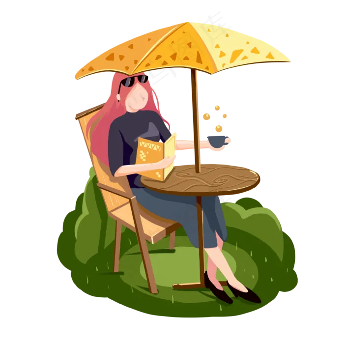 妇女节优雅女人花园喝茶免抠元素(3543X3543(DPI:300))psd模版下载