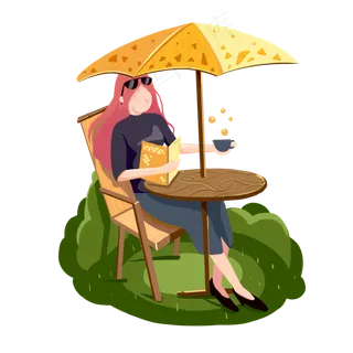 妇女节优雅女人花园喝茶免抠元素