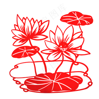 红色荷花剪纸 红色荷花剪纸