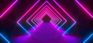 C4D时光隧道霓虹灯场景