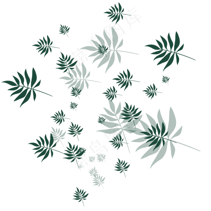 手绘植物树叶漂浮的叶子