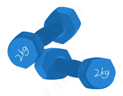 蓝色杠铃健身器材,免抠元素