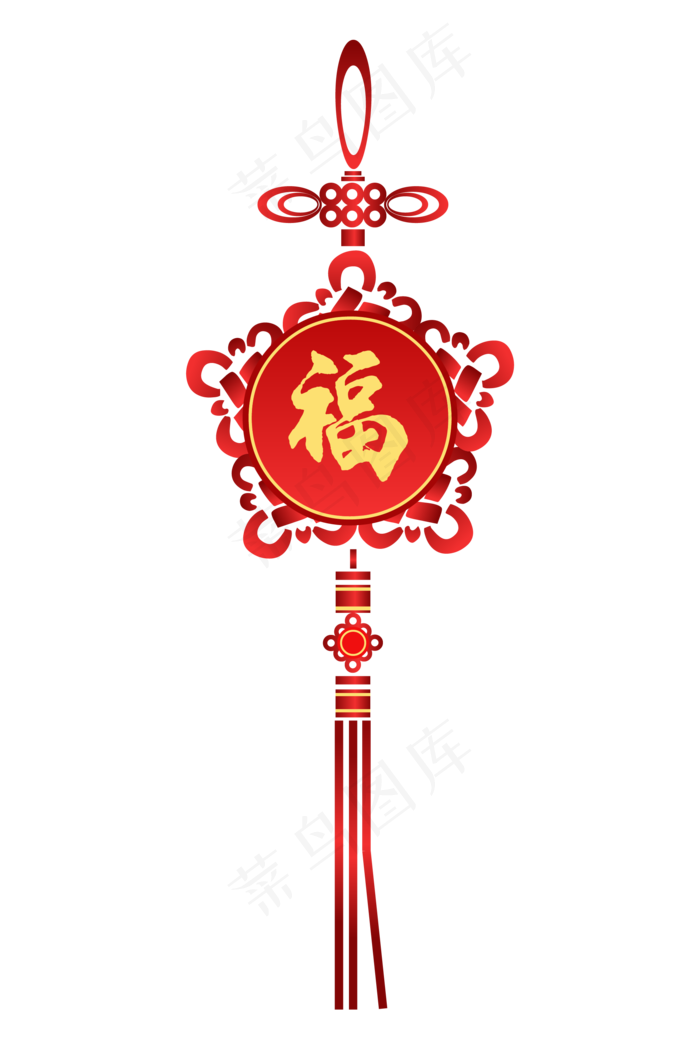 红色福字中国结挂饰,免抠元素