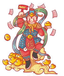 新年喷钱的门神,免抠元素 新年喷钱的门神,免抠元素