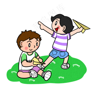 儿童节小朋友玩纸飞机