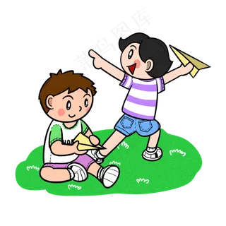 儿童节小朋友玩纸飞机